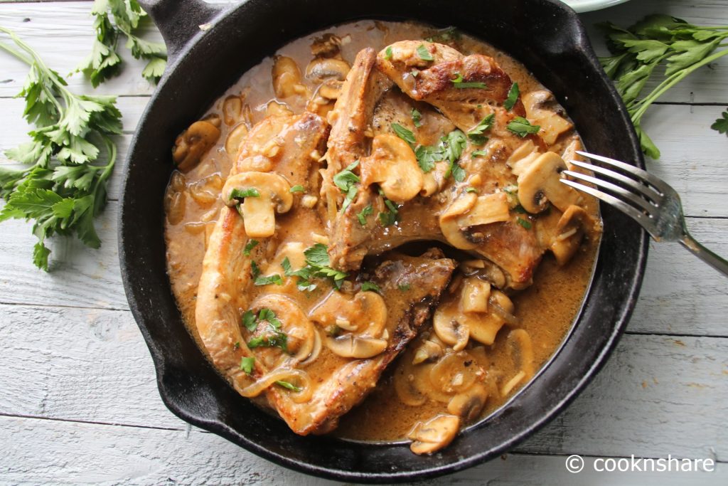 smotheredporkchopsinmushroomgarlicgravy