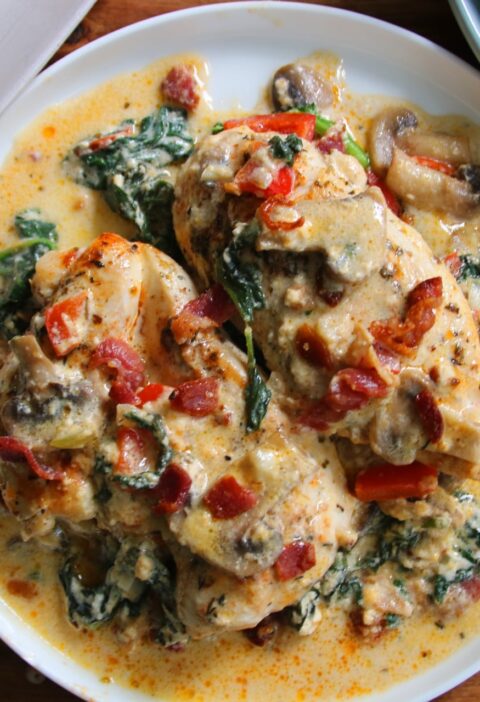 smotheredchickenwithcreamybaconmushroomsandspinach