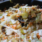 Old-School Big Mac Pasta Salad with ground beef, rotini, lettuce, cheddar cheese, dill pickles and special sauce